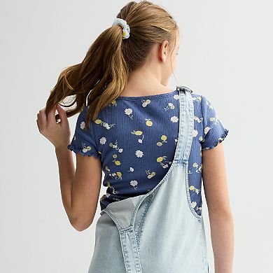 6-20 Girls SO® Lace Trim Short Sleeve Tee in Regular & Plus Size