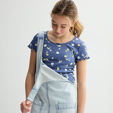 6-20 Girls SO® Lace Trim Short Sleeve Tee in Regular & Plus Size