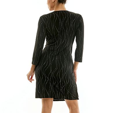 Women's Nina Leonard Faux Wrap Dress With Chain Detail
