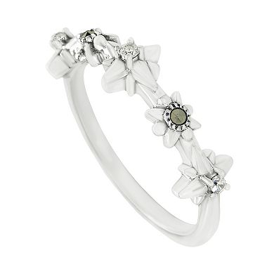 Lavish by TJM Sterling Silver Marcasite & Cubic Zirconia Trio Star Burst Ring