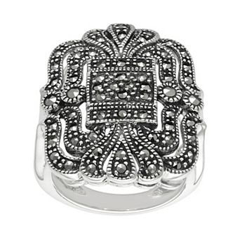Lavish by TJM Sterling Silver Marcasite Pave Openwork Ring