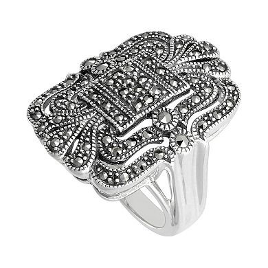 Lavish by TJM Sterling Silver Marcasite Pave Openwork Ring
