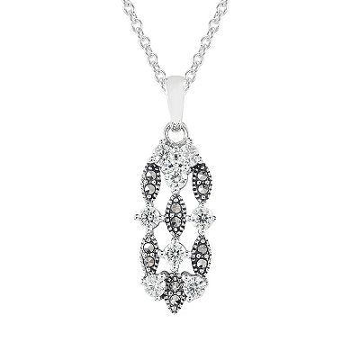 Lavish by TJM Sterling Silver Marcasite & Cubic Zirconia Waterfall Pendant Necklace