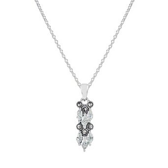Lavish by TJM Sterling Silver Marcasite & Cubic Zirconia Slim Waterfall Pendant Necklace