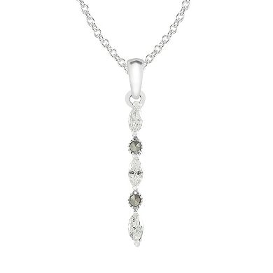 Lavish by TJM Sterling Silver Marcasite & Cubic Zirconia Long Pendant Necklace
