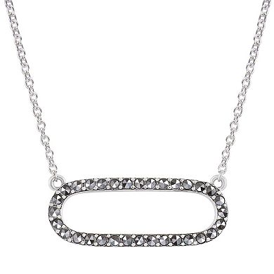 Lavish by TJM Sterling Silver Marcasite Ellipse Pendant Necklace