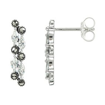 Lavish by TJM Sterling Silver Cubic Zirconia & Marcasite Waterfall Stud Earrings