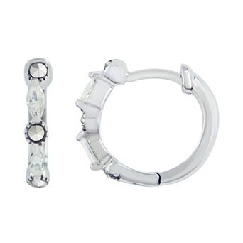 Lavish by TJM Sterling Silver Cubic Zirconia & Marcasite Hoop Earrings