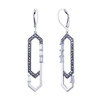 Lavish by TJM Sterling Silver Cubic Zirconia & Marcasite Paperclip Drop Earrings
