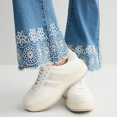 Girls 7-16 Gogo Star Crochet Textured Denim Flare Pants