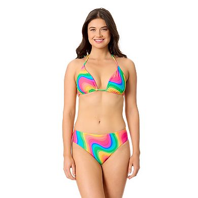 Juniors' Hurley Rainbow Wave Reversible Mid-Rise High Leg Swim Bottoms