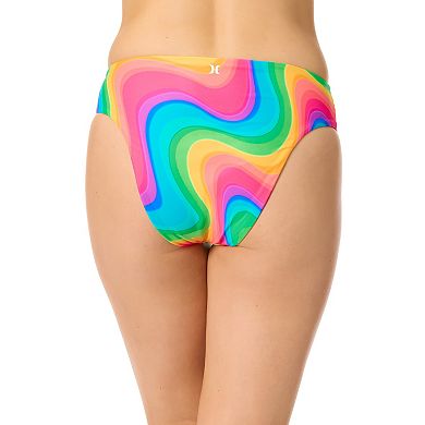 Juniors' Hurley Rainbow Wave Reversible Mid-Rise High Leg Swim Bottoms