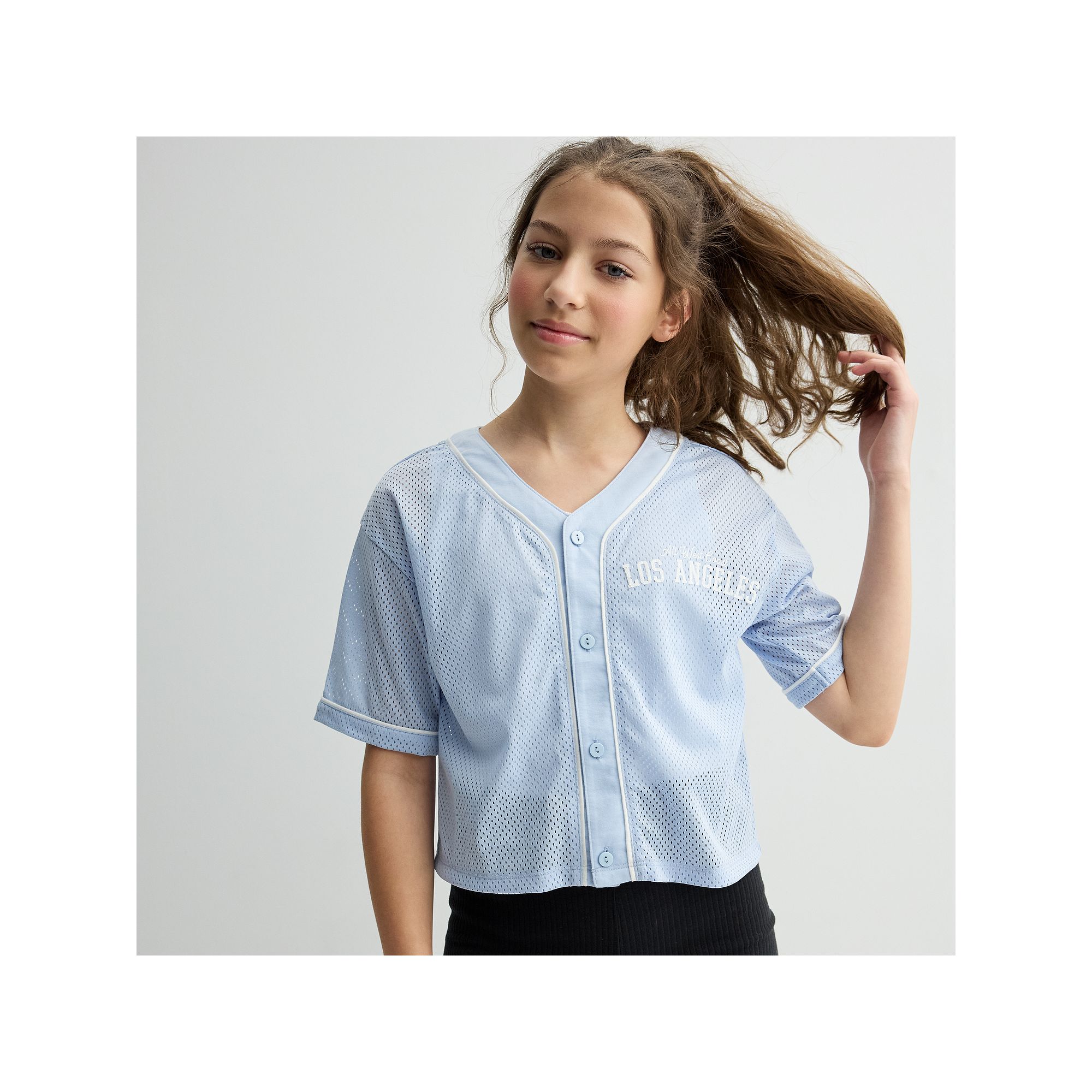 Girls 7-16 B.O.Y. Varsity Jersey Cropped Short Sleeve Top, Girls, Size: Sm