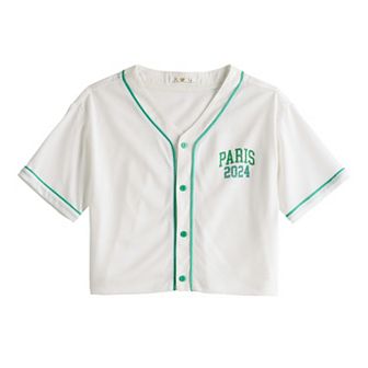 Girls 7-16 B.O.Y. Varsity Jersey Cropped Short Sleeve Top