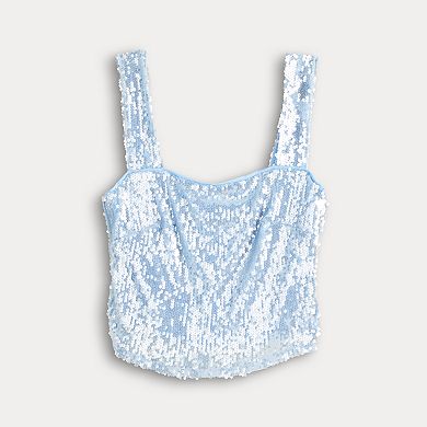 Juniors' eyeshadow Sequin Set Cropped Tank Top