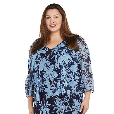 Plus Size R&M Richards 2-pc. Print Chiffon Dress & Jacket Set