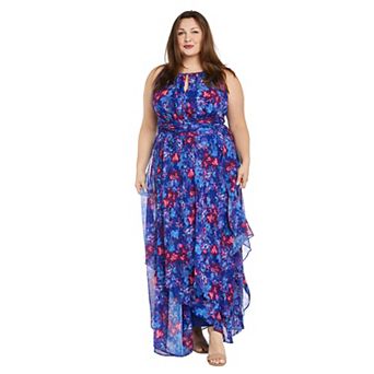 Plus Size R&M Richards Long Chiffon Halter Dress