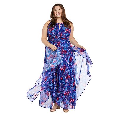 Plus Size R&M Richards Long Chiffon Halter Dress