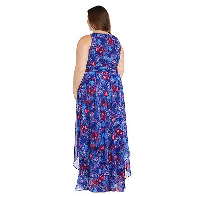 Plus Size R&M Richards Long Chiffon Halter Dress