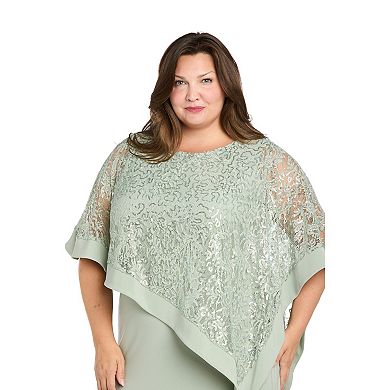 Plus Size R&M Richards Lace Poncho Over Jersey Sheath Dress