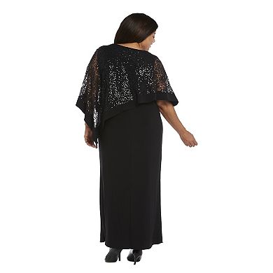 Plus Size R&M Richards Lace Poncho Over Jersey Sheath Dress