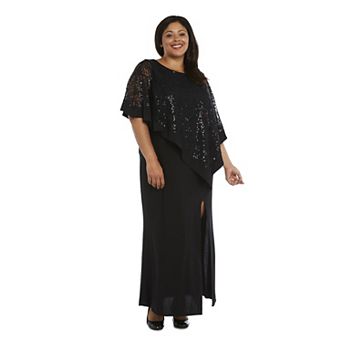 Plus Size R&M Richards Lace Poncho Over Jersey Sheath Dress