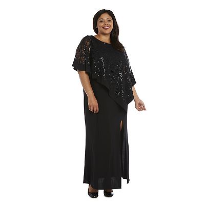 Plus Size R&M Richards Lace Poncho Over Jersey Sheath Dress