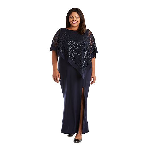 Женские платья R&M Plus Size R&M Richards Lace Poncho Over Jersey Sheath Dress