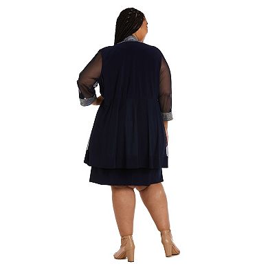 Plus Size R&M Richards 2-pc. Foil Texture Knit Detail Jacket & Dress Set