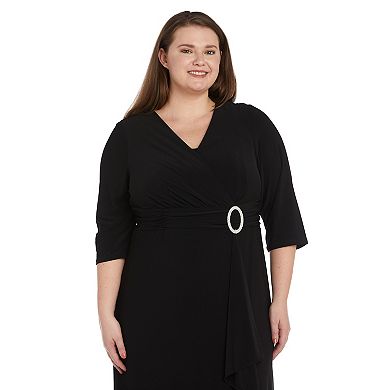 Plus Size R&M Richards Cascade Wrap Dress