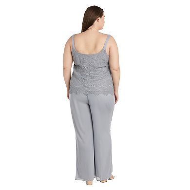Plus Size R&M Richards 3-pc. Lace Tank, Jacket & Jersey Chiffon Pant Set