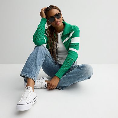 Juniors' SO® Mesh Zip Sweater