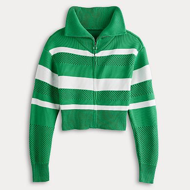 Juniors' SO® Mesh Zip Sweater