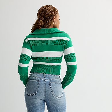 Juniors' SO® Mesh Zip Sweater