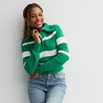 Juniors' SO® Mesh Zip Sweater