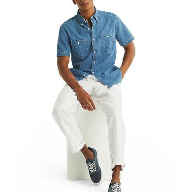 Men's Nautica Chambray & Dobby Weave Short Sleeve Button-Down Shirt