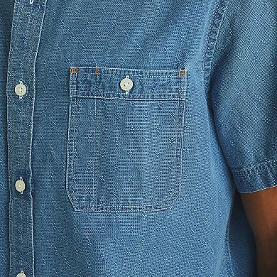 Men's Nautica Chambray & Dobby Weave Short Sleeve Button-Down Shirt