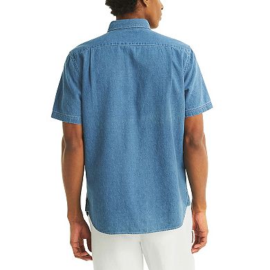 Men's Nautica Chambray & Dobby Weave Short Sleeve Button-Down Shirt
