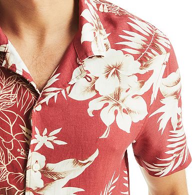 Men's Nautica Short Sleeve Printed Linen Button-Down Camp Shirt