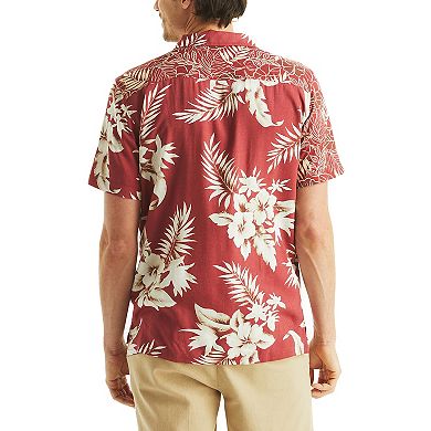 Men's Nautica Short Sleeve Printed Linen Button-Down Camp Shirt