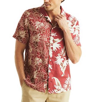 Men's Nautica Short Sleeve Printed Linen Button-Down Camp Shirt