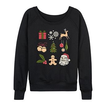 Women's Christmas Icon Grid French Terry Long Sleeve Tee