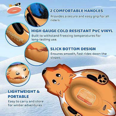 Wham-O Snowboogie Winter Snow Tube, 44" Single Rider Inflatable Animal Sled - 2PK
