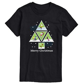 Big & Tall Peanuts Christmas Tree Stamps Graphic Tee