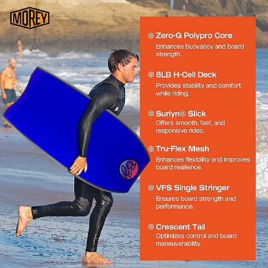 Bz Pro 41" Bodyboard, Crescent Tail Body Board With Zero-g Polypro Core