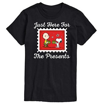 Big & Tall Peanuts Just Here For The Presents Graphic Tee