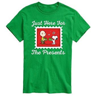 Big & Tall Peanuts Just Here For The Presents Graphic Tee