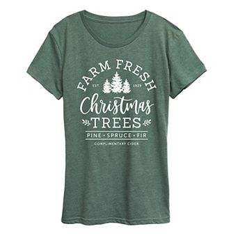 Women's Farm Fresh Christmas Trees Graphic Tee