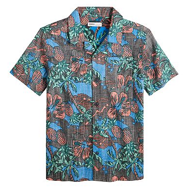 Boys 8-20 Sonoma Goods For Life® Short Sleeve Woven Poplin Button-Down Shirt in Regular & Husky
