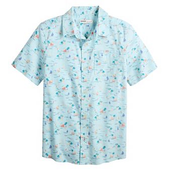 Boys 8-20 Sonoma Goods For Life® Short Sleeve Woven Poplin Button-Down Shirt in Regular & Husky